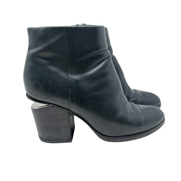 Alexander Wang Gabi Ankle Booties Leather Cut Out Heel Black Size 38.5 US 8.5 - Picture 3 of 12